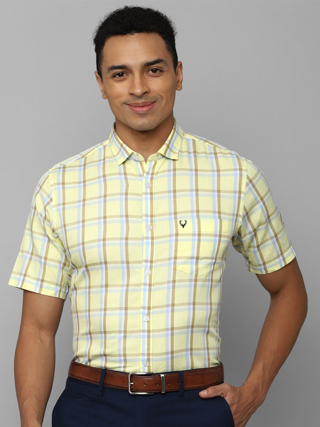 

Allen Solly Tartan Checks Cotton Formal Shirt, Yellow