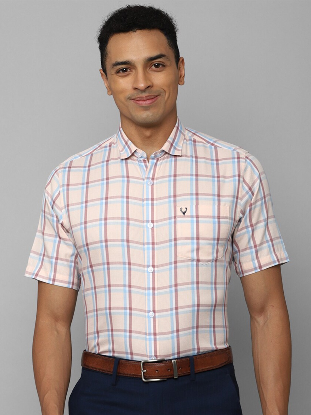 

Allen Solly Slim Fit Checked Formal Shirt, Pink