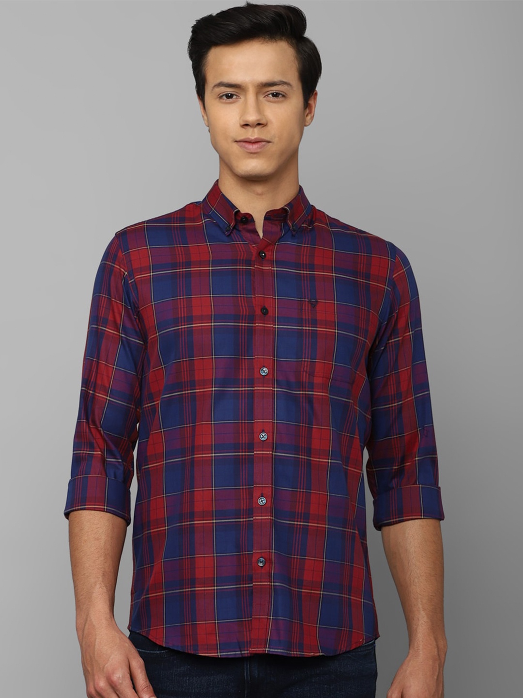 

Allen Solly Tartan Checks Pure Cotton Slim Fit Casual Shirt, Red