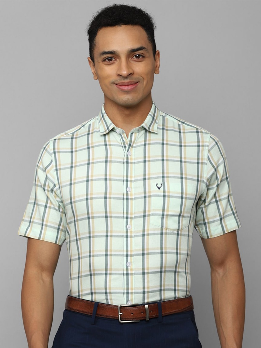 

Allen Solly Checks Cotton Formal Shirt, Green