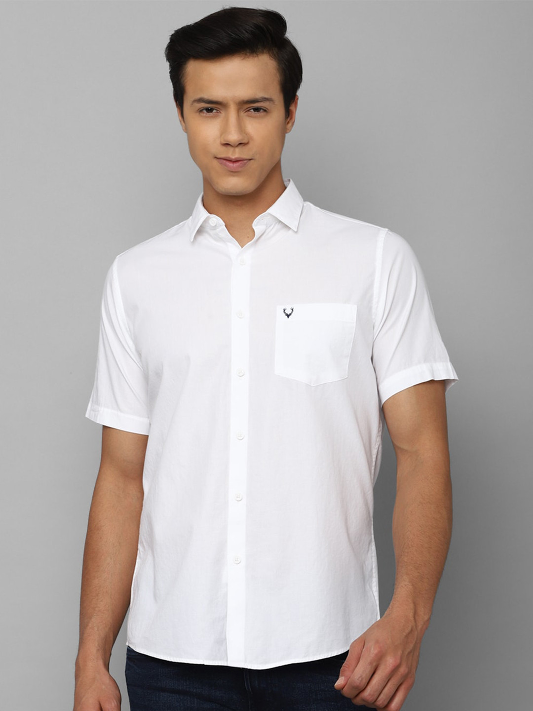 

Allen Solly Plus Size Spread Collar Pure Cotton Slim Fit Casual Shirt, White