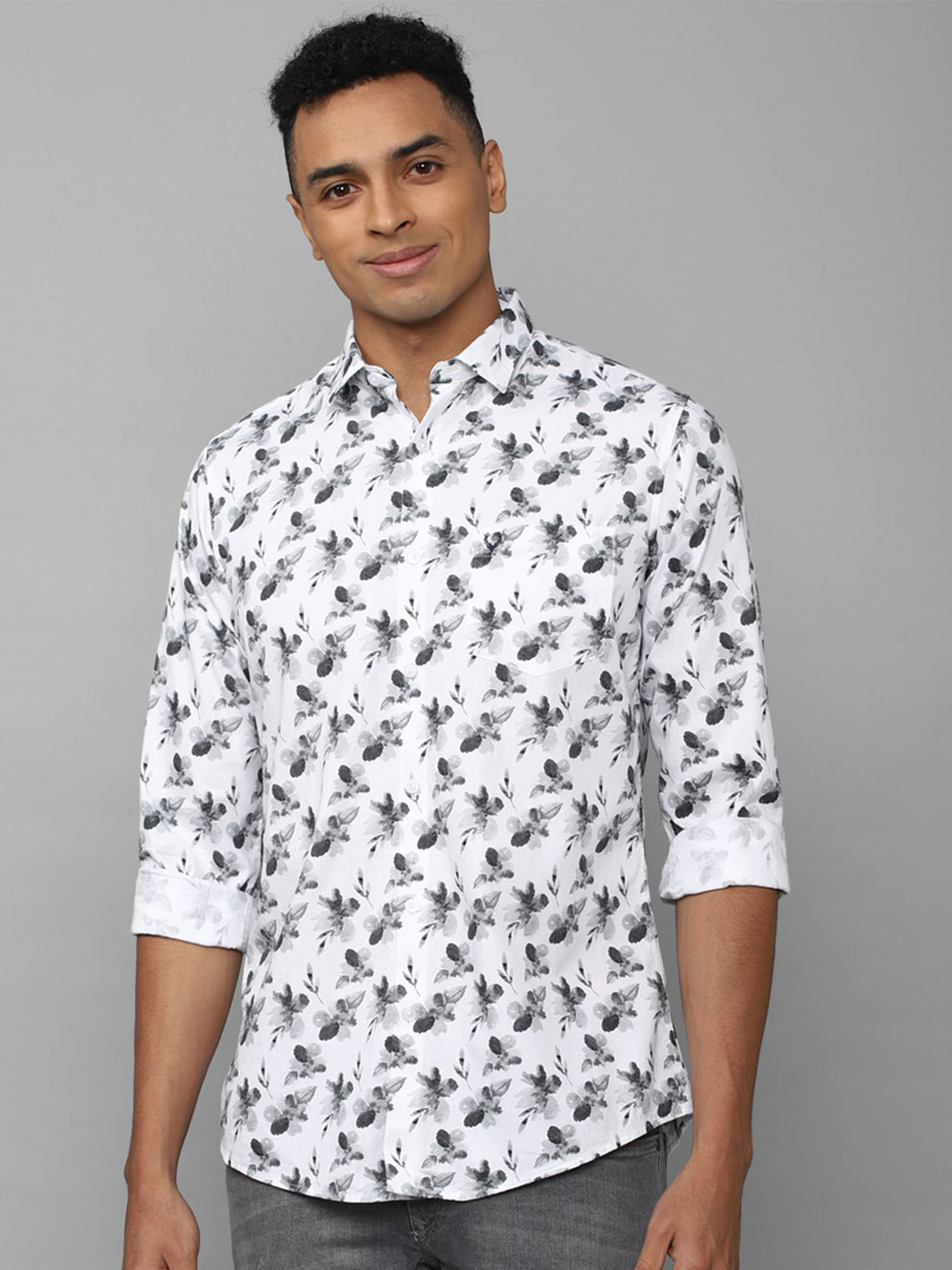 

Allen Solly Slim Fit Floral Printed Pure Cotton Casual Shirt, White