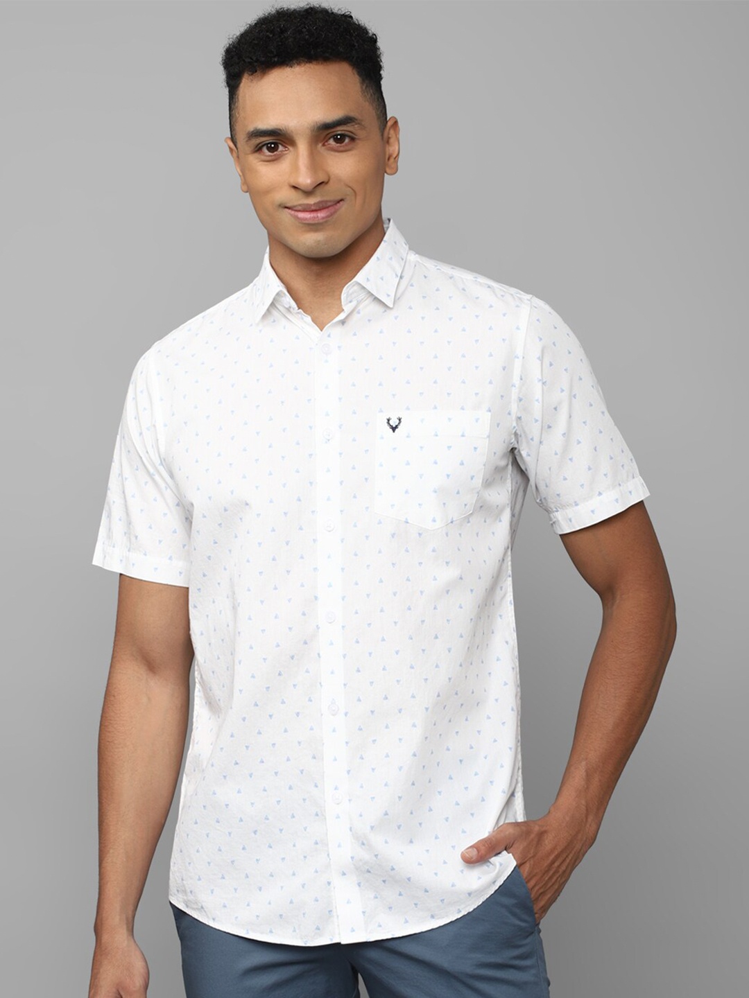 

Allen Solly Slim Fit Micro Ditsy Printed Pure Cotton Casual Shirt, White