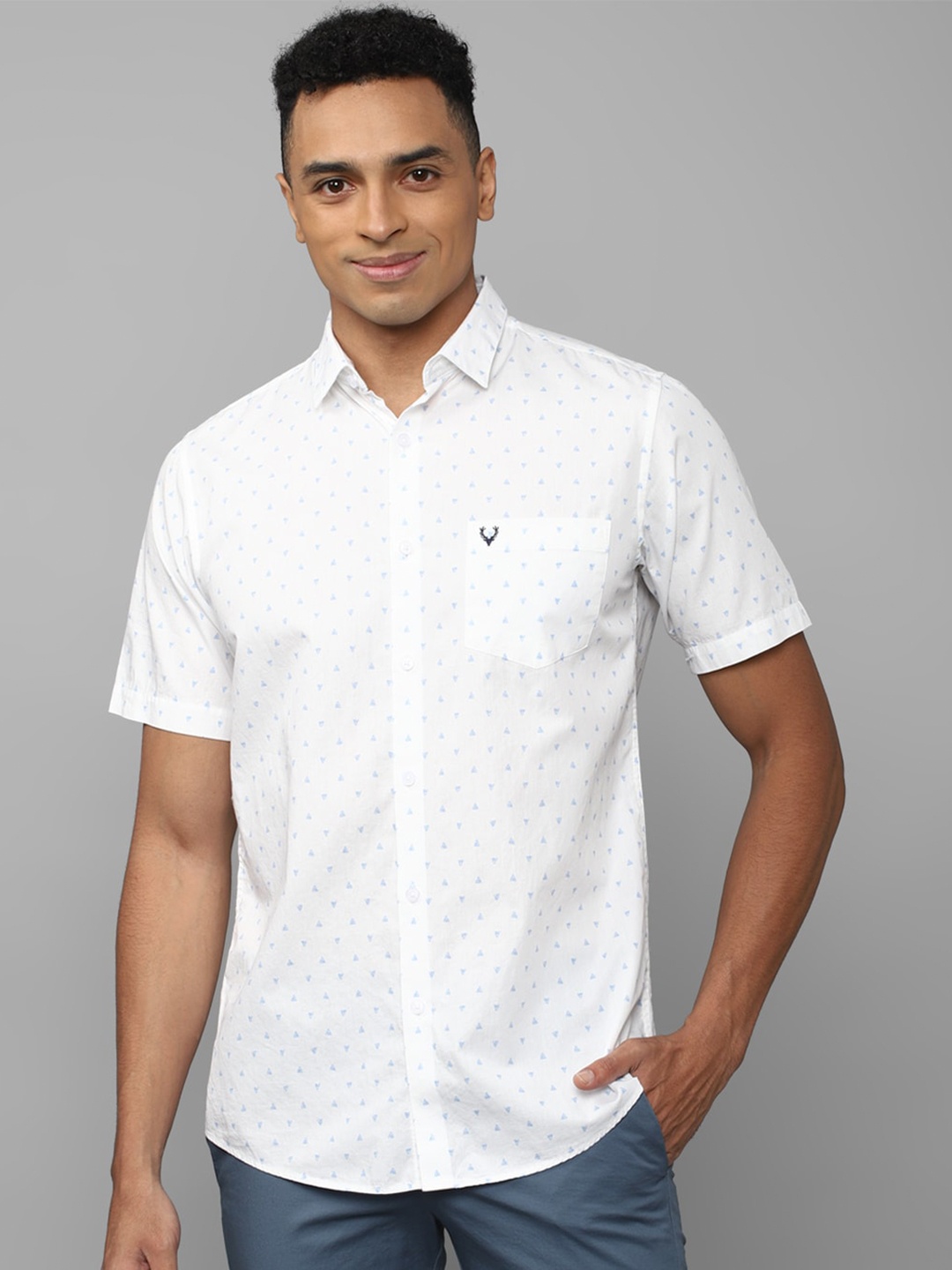 

Allen Solly Plus Size Micro Ditsy Printed Pure Cotton Slim Fit Casual Shirt, White