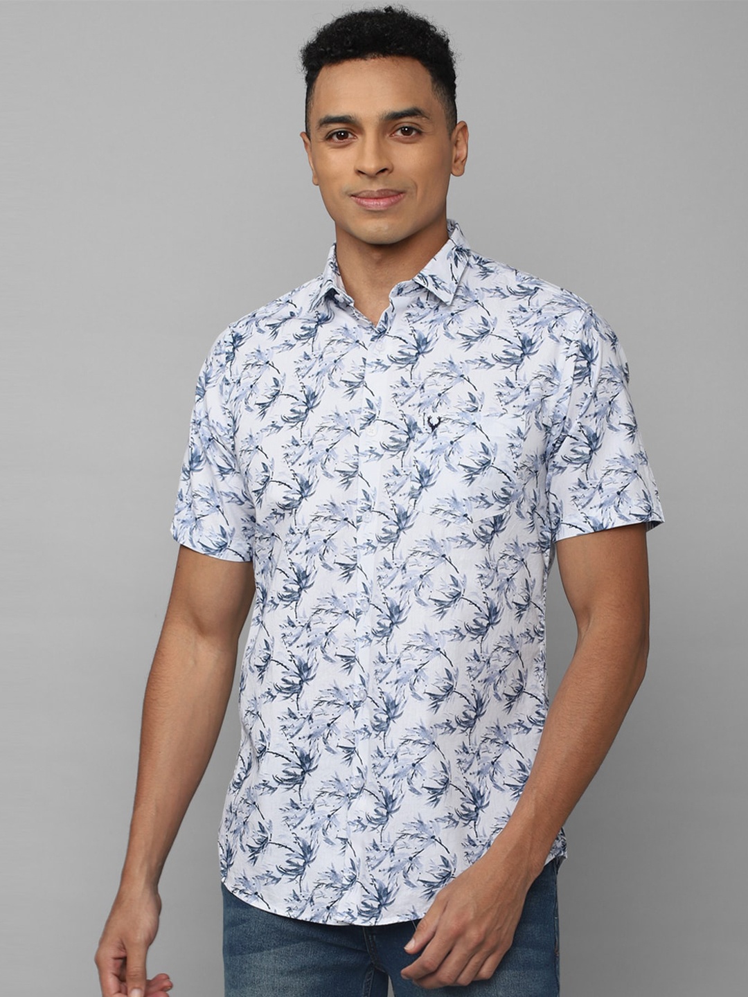 

Allen Solly Floral Printed Pure Cotton Slim Fit Casual Shirt, White