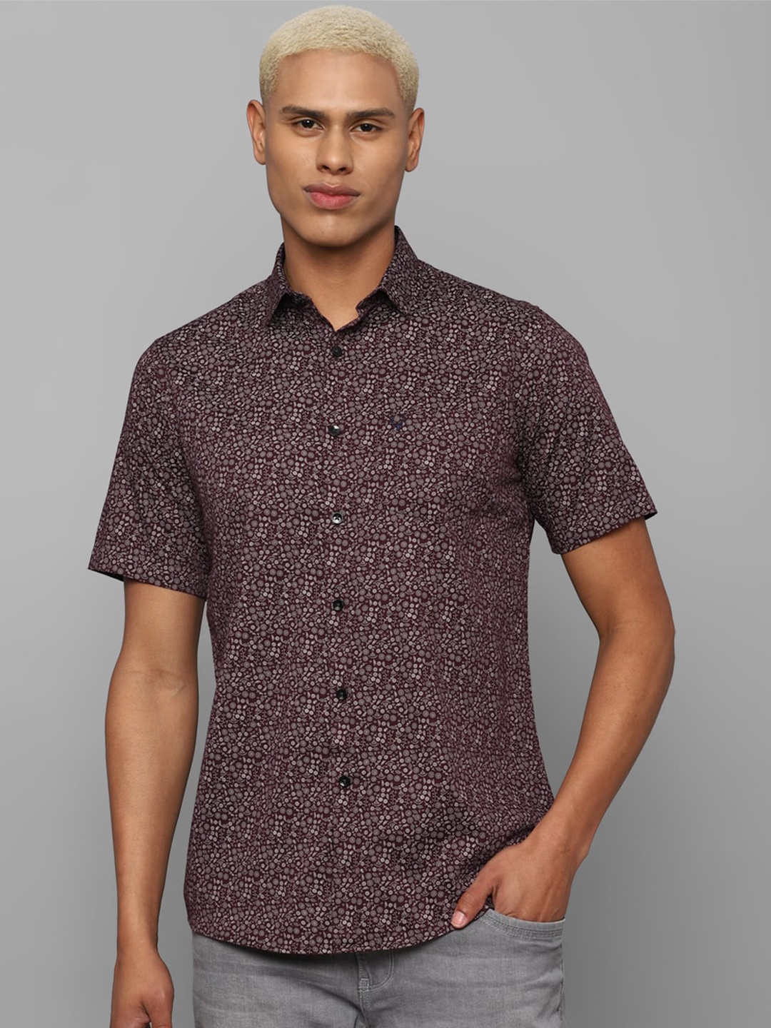 

Allen Solly Floral Printed Slim Fit Pure Cotton Casual Shirt, Maroon