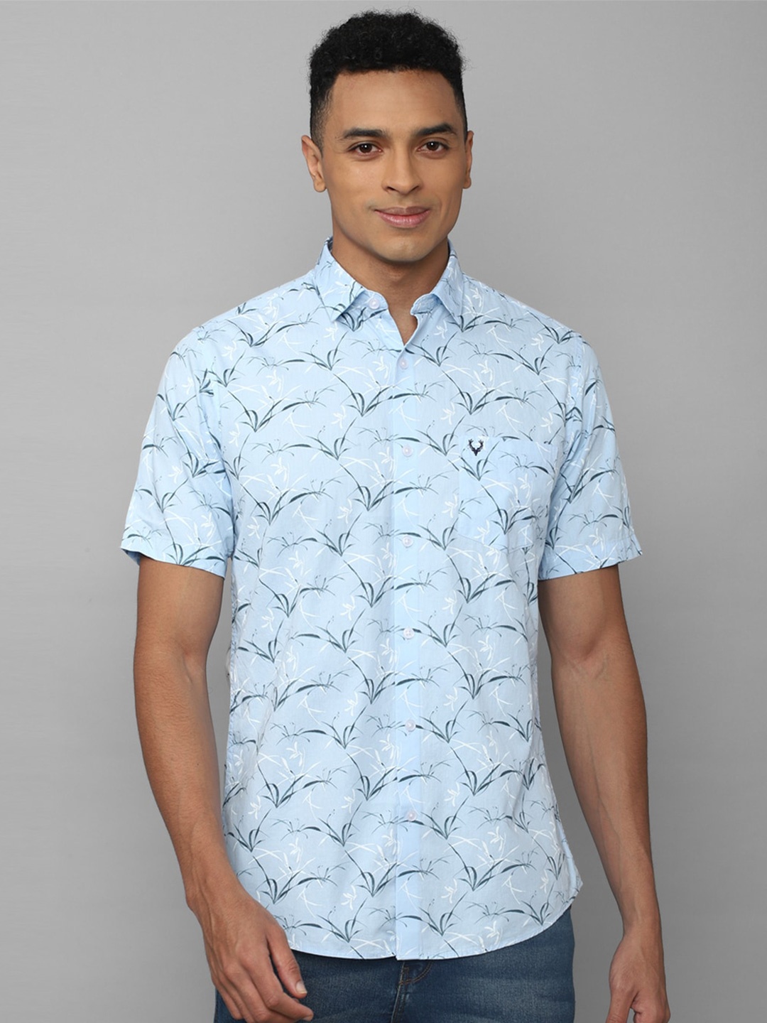 

Allen Solly Floral Printed Slim Fit Pure Cotton Casual Shirt, Blue