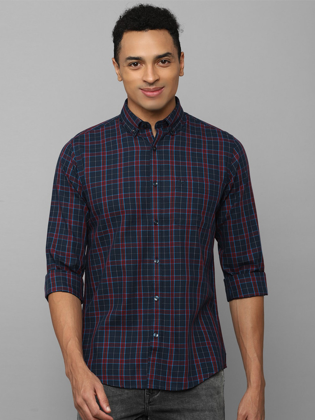 

Allen Solly Tartan Checks Cotton Casual Shirt, Navy blue
