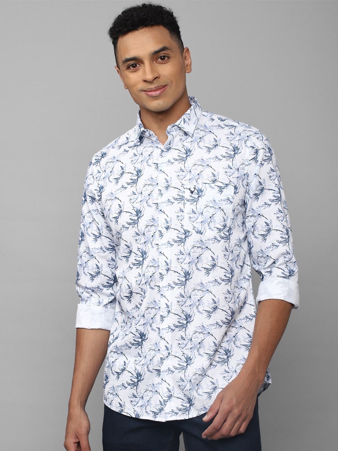 

Allen Solly Slim Fit Floral Printed Pure Cotton Casual Shirt, White