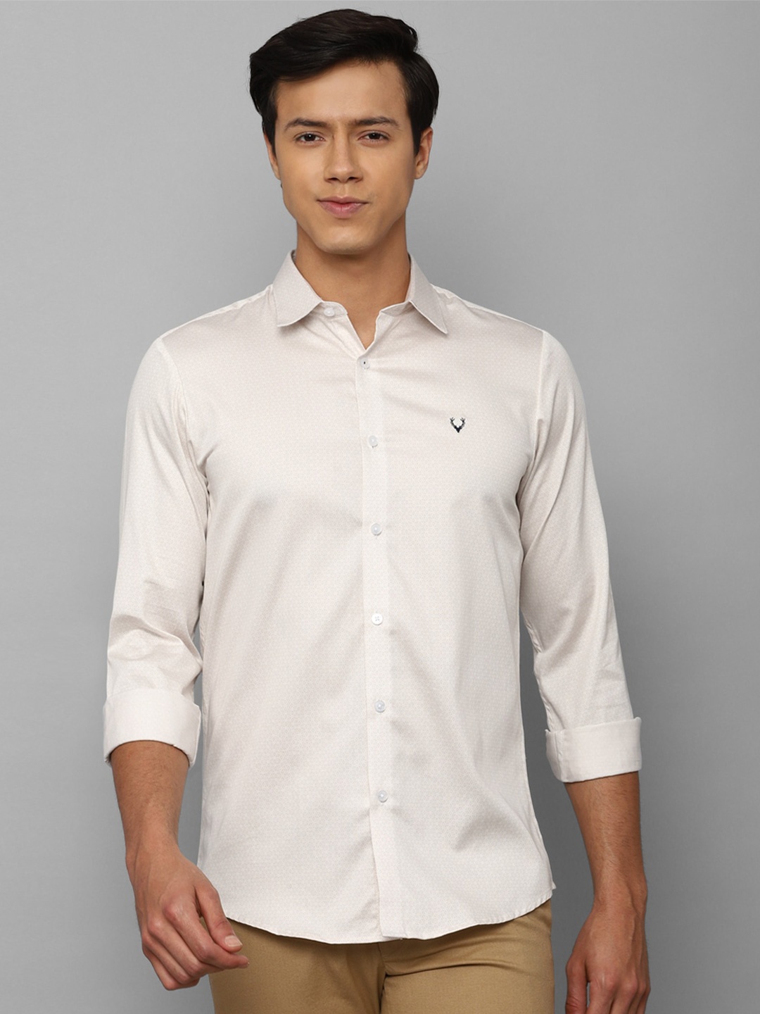

Allen Solly Men Micro Disty Printed Pure Cotton Slim Fit Casual Shirt, Cream