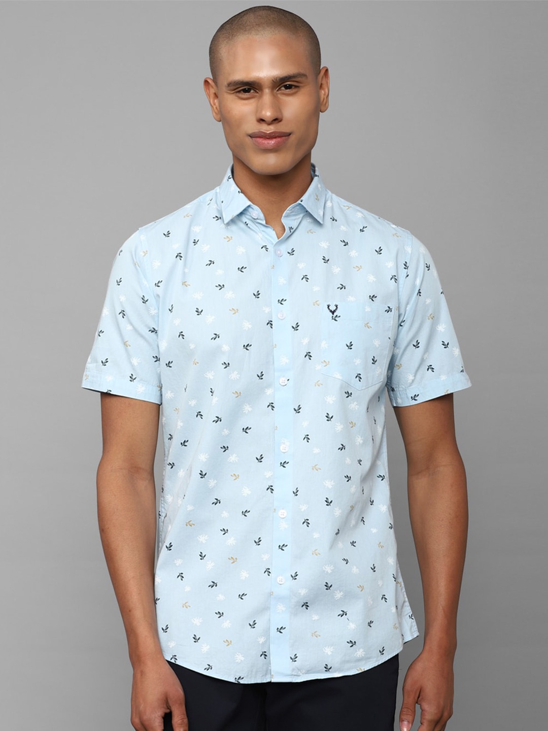 

Allen Solly Slim Fit Floral Printed Pure Cotton Casual Shirt, Blue