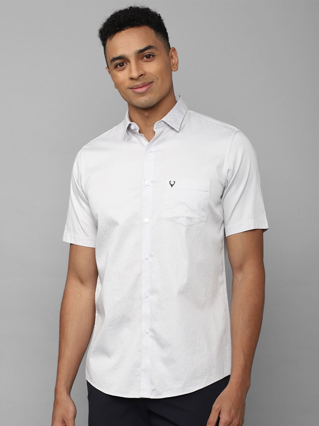

Allen Solly Men Abstract Printed Pure Cotton Slim Fit Shirt, Grey