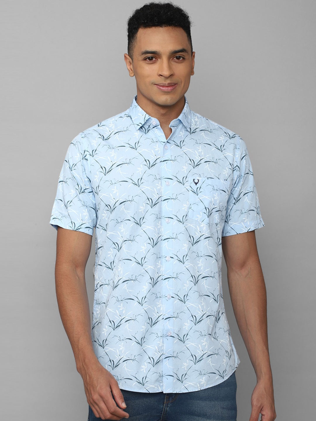 

Allen Solly Floral Printed Slim Fit Pure Cotton Casual Shirt, Blue