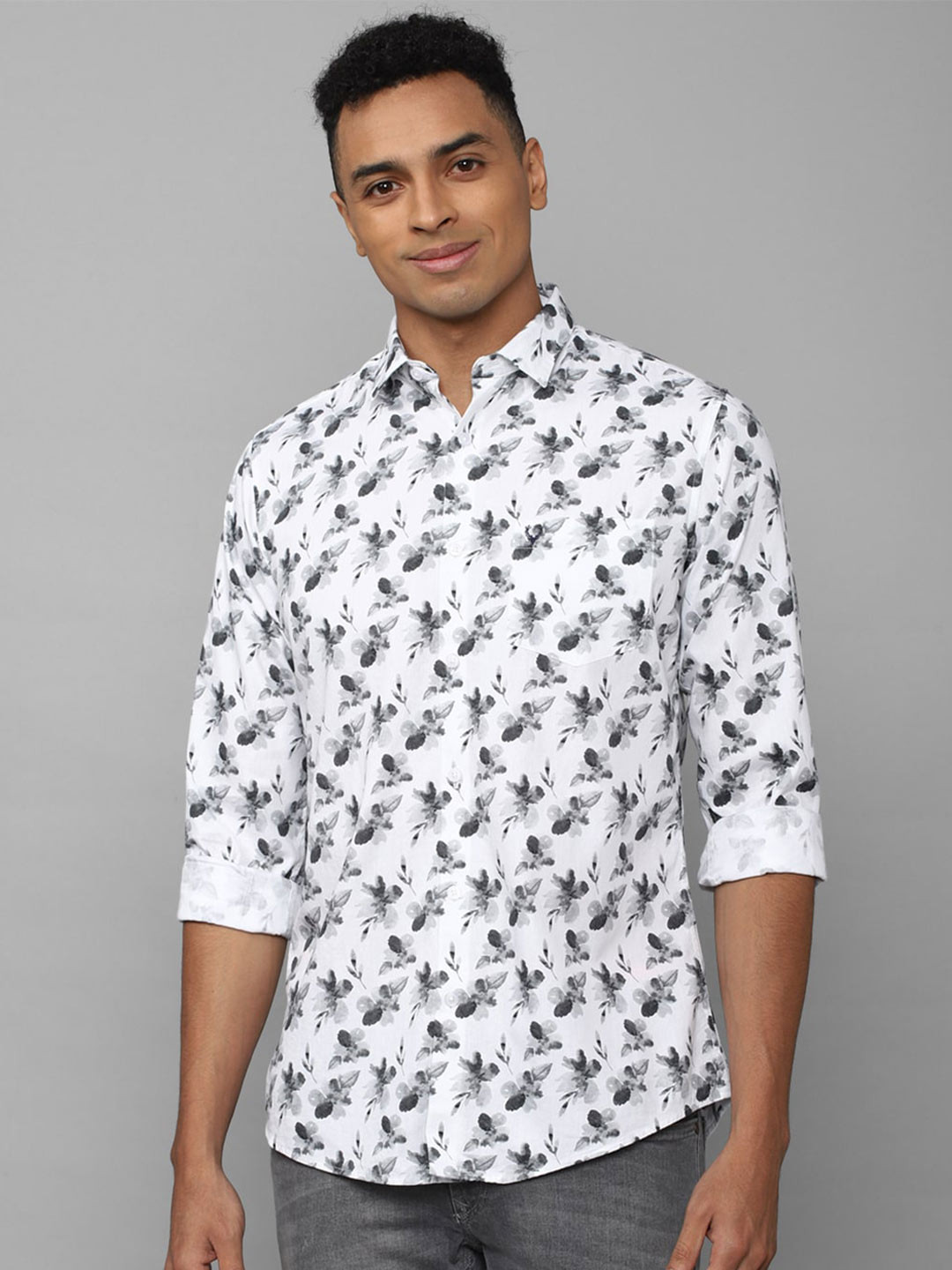 

Allen Solly Men Floral Printed Pure Cotton Slim Fit Shirt, White
