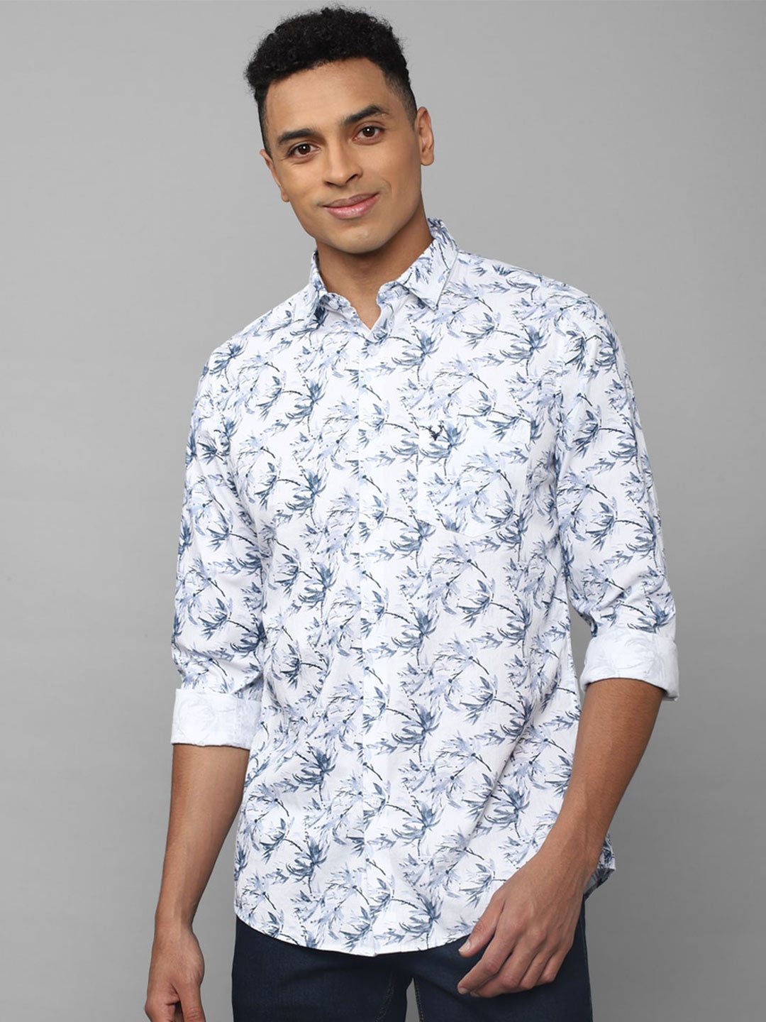 

Allen Solly Floral Printed Slim Fit Pure Cotton Casual Shirt, White