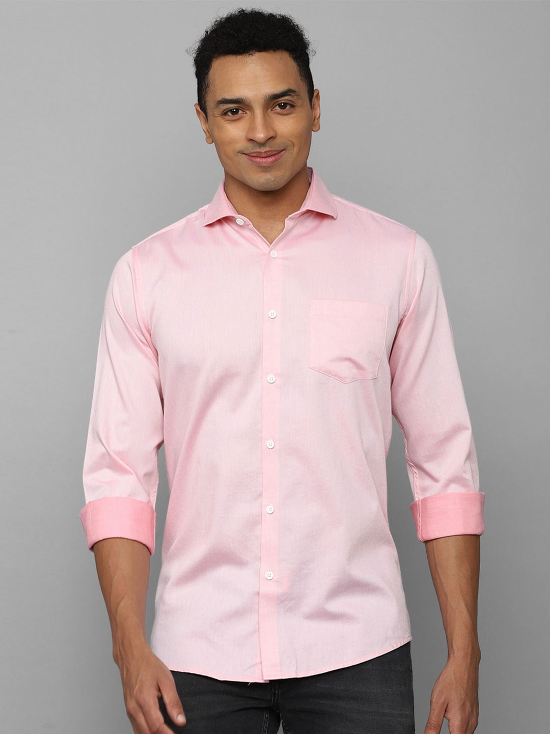 

Allen Solly Men Spread Collar Pure Cotton Slim Fit Casual Shirt, Pink