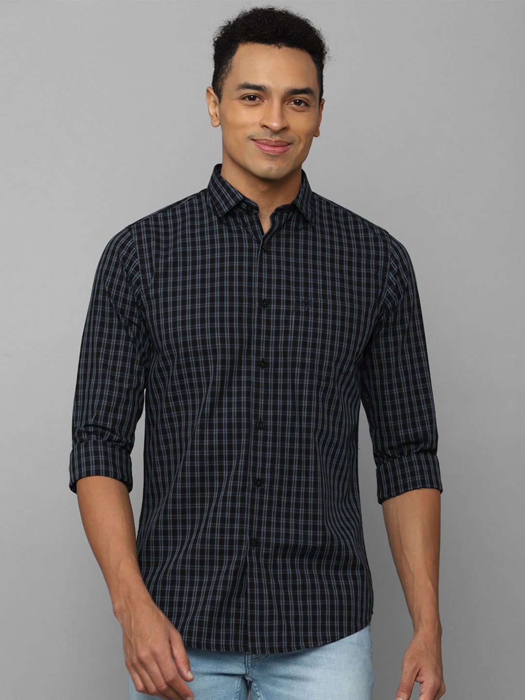 

Allen Solly Slim Fit Buffalo Checks Pure Cotton Casual Shirt, Black