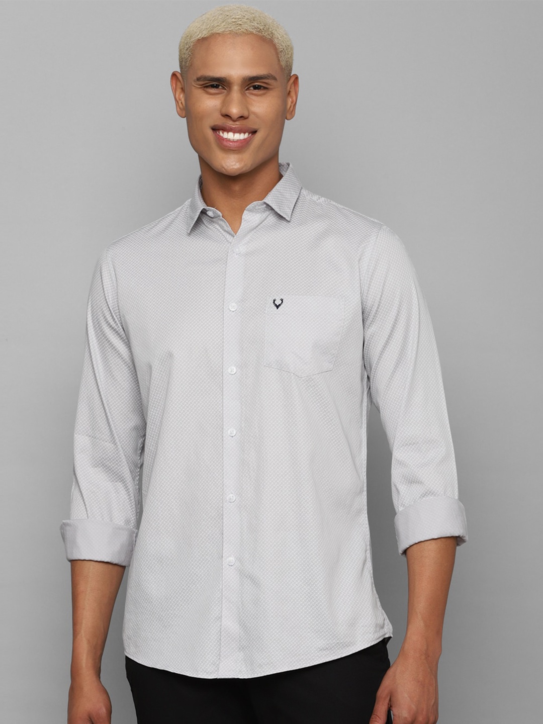 

Allen Solly Geometric Printed Slim Fit Pure Cotton Casual Shirt, Grey