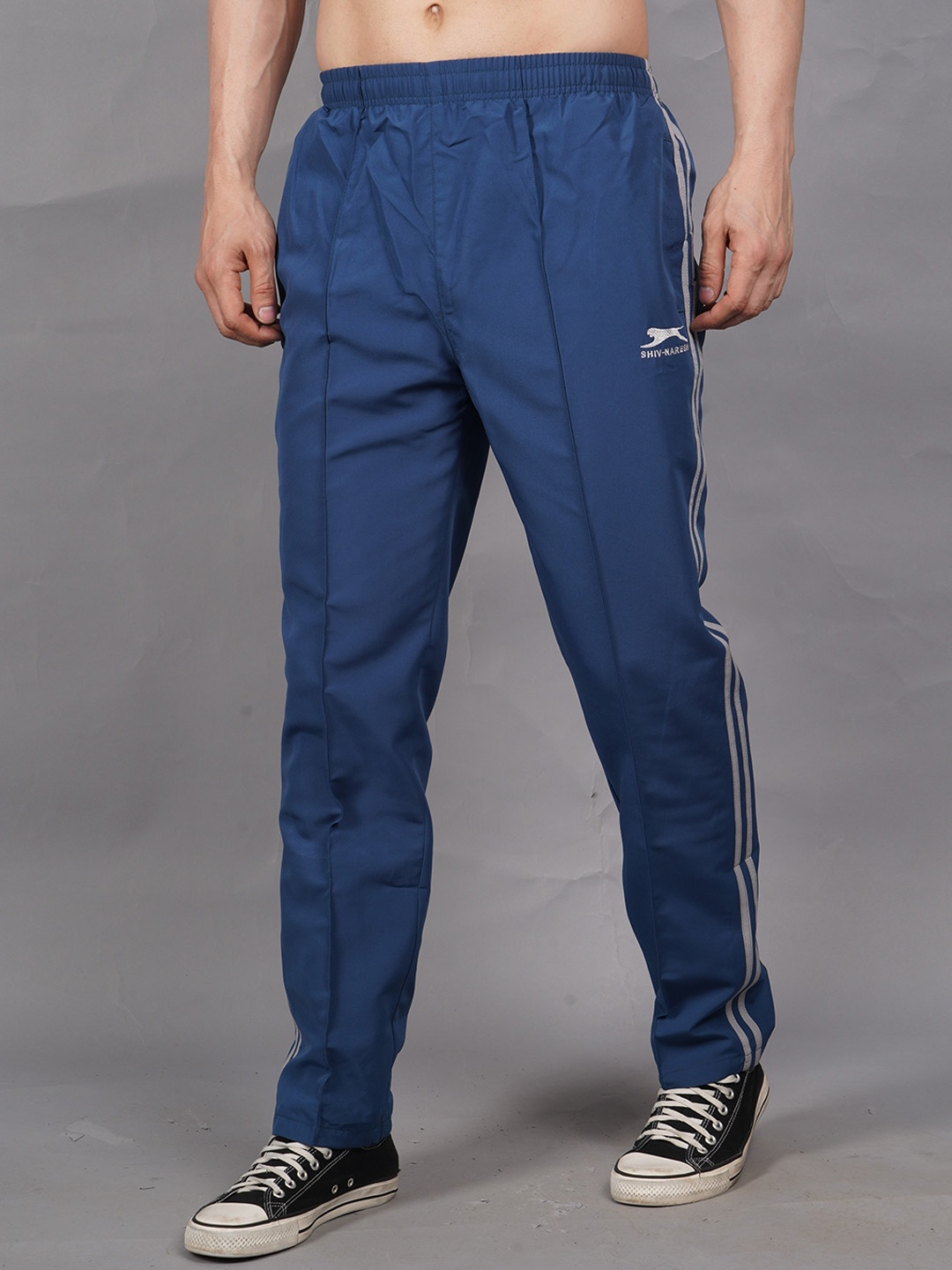 

Shiv Naresh Men Side Panel Striped Cotton Rapid-Dry Sports Track Pant, Blue