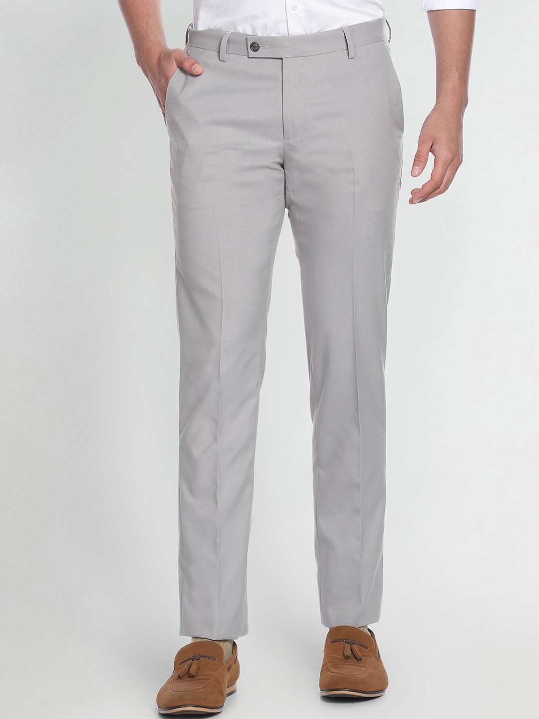 

Arrow Men Mid-Rise Formal Trousers, Grey