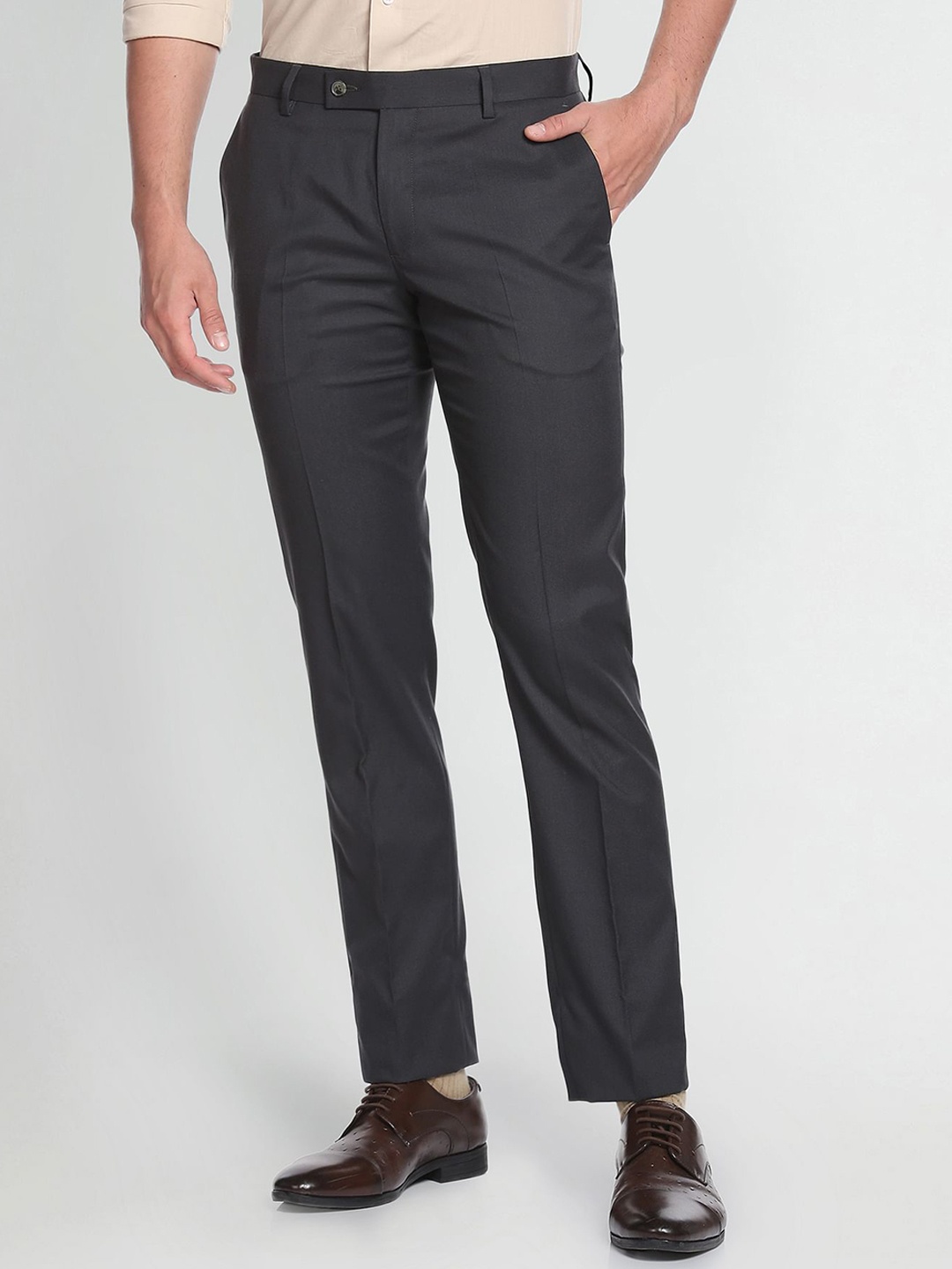 

Arrow Men Regular Fit Formal Trousers, Grey
