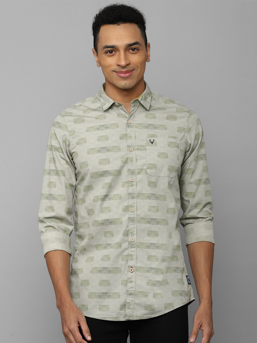 

Allen Solly Sport Geometric Printed Pure Cotton Casual Shirt, Green