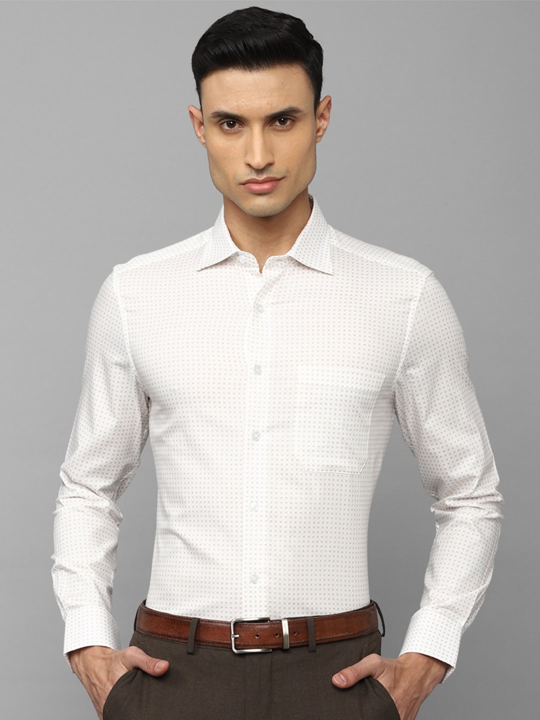 

Louis Philippe Men Cream-Coloured Striped Formal Shirt