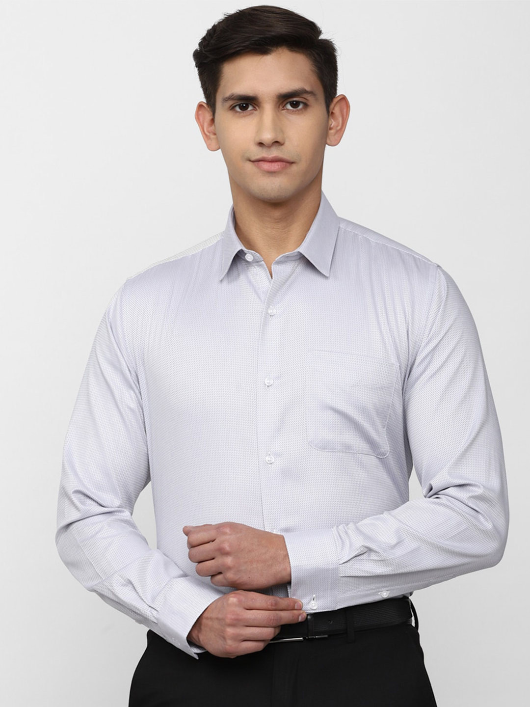 

Peter England Spread Collar Pure Cotton Formal Shirt, Grey