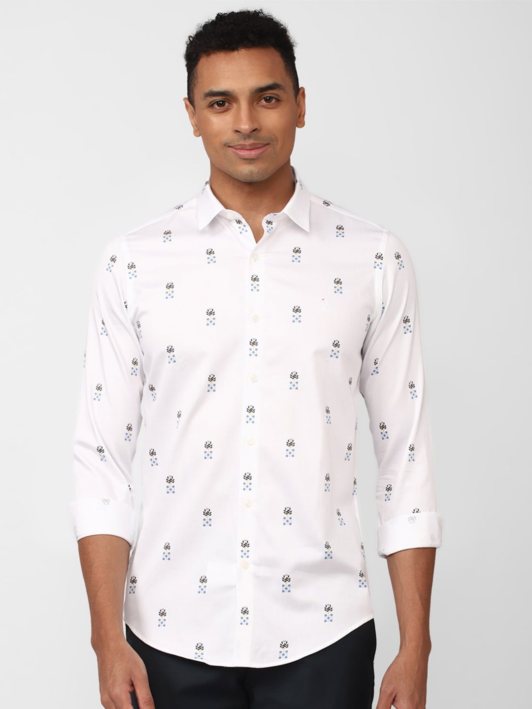 

SIMON CARTER LONDON Micro Ditsy Printed Slim Fit Cotton Casual Shirt, White