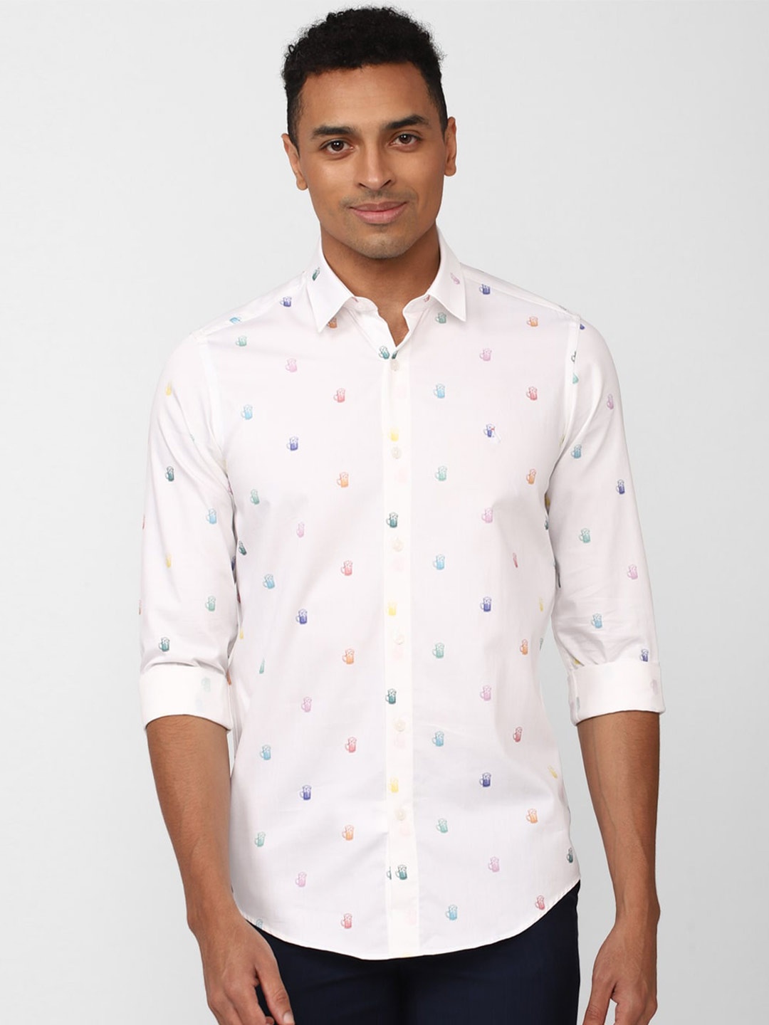 

SIMON CARTER LONDON Men White Slim Fit Printed Casual Shirt