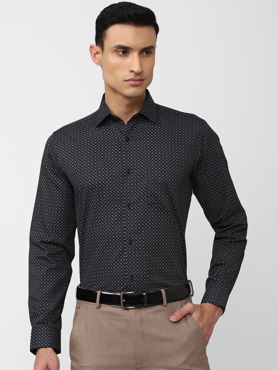 

Van Heusen Floral Printed Cotton Formal Shirt, Grey