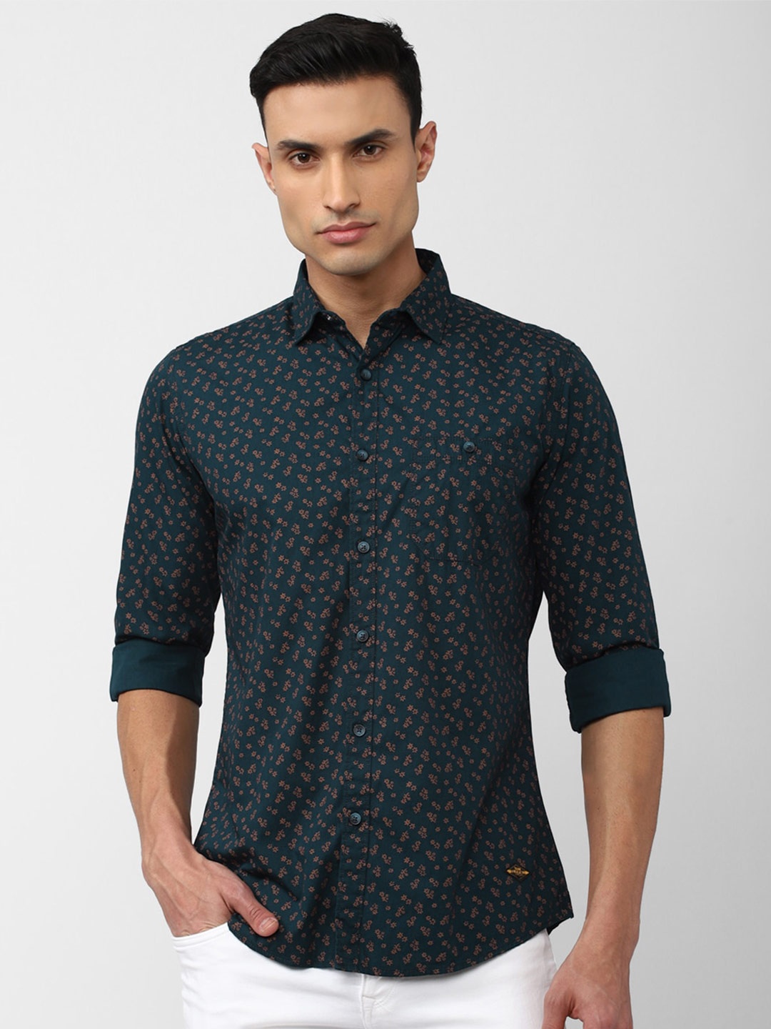 

VAN HEUSEN DENIM LABS Slim Fit Floral Printed Casual Shirt, Blue