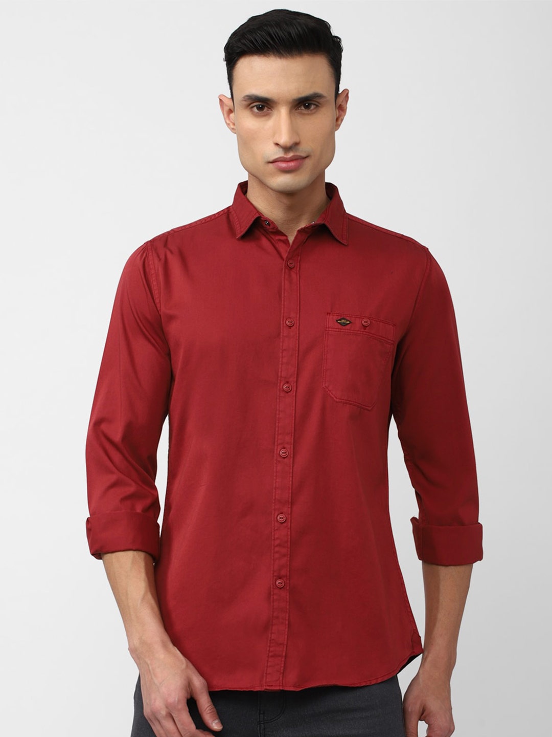 

VAN HEUSEN DENIM LABS Plus Size Spread Collar Cotton Casual Shirt, Red