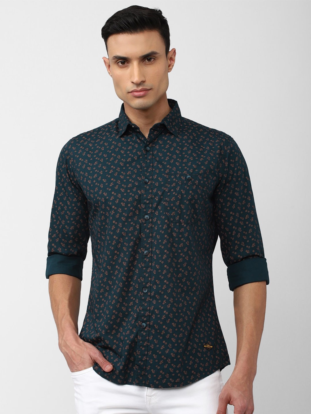 

VAN HEUSEN DENIM LABS Plus Size Floral Printed Cotton Casual Shirt, Blue
