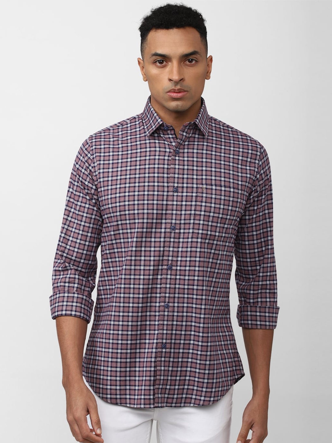 

Van Heusen Sport Slim Fit Gingham Checks Checked Casual Shirt, Purple