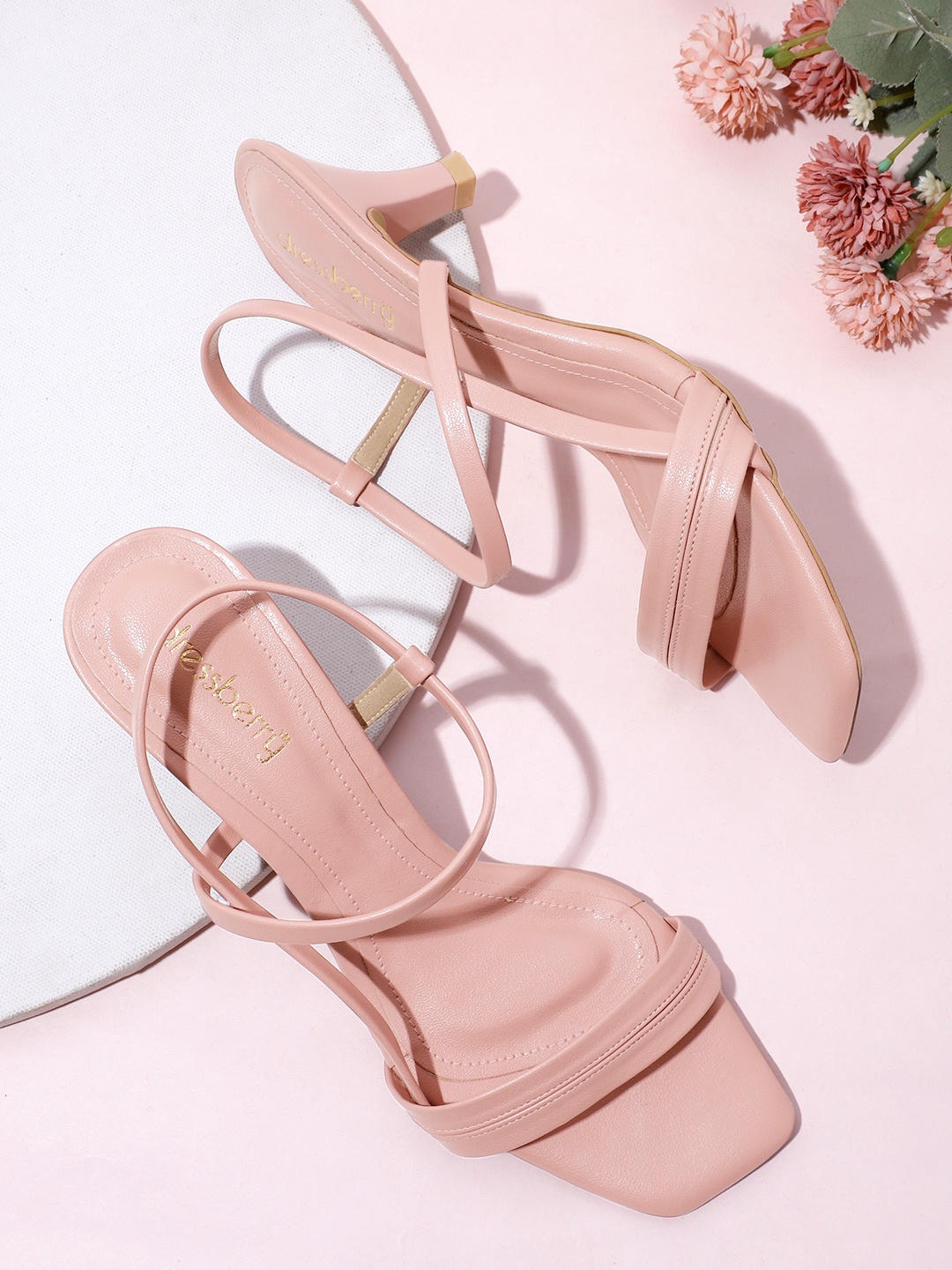 

DressBerry Strappy Kitten Heels, Rose