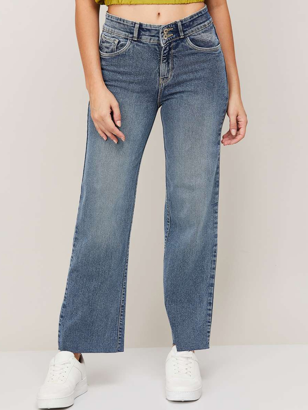 

Xpose Women Comfort Wide Leg High-Rise Heavy Fade Stretchable Jeans, Blue