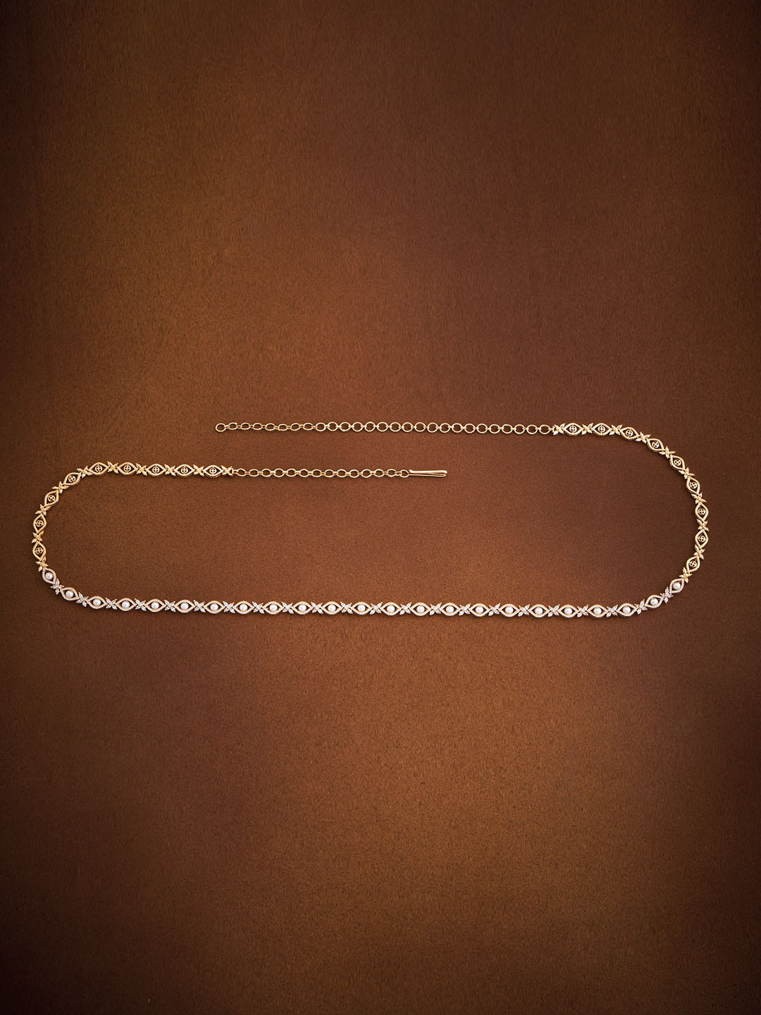 

Kushal's Fashion Jewellery Gold-Plated Stone-Studded & Pearl-Beaded Kamarbandh, White