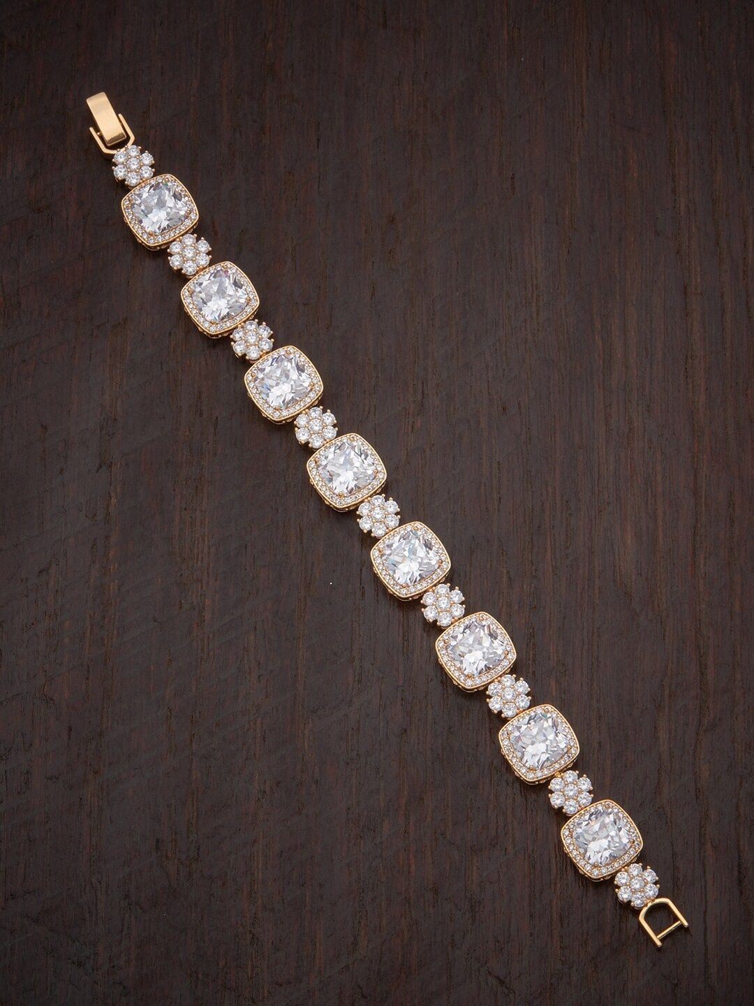 

Kushal's Fashion Jewellery Women Cubic Zirconia Gold-Plated Charm Bracelet, White