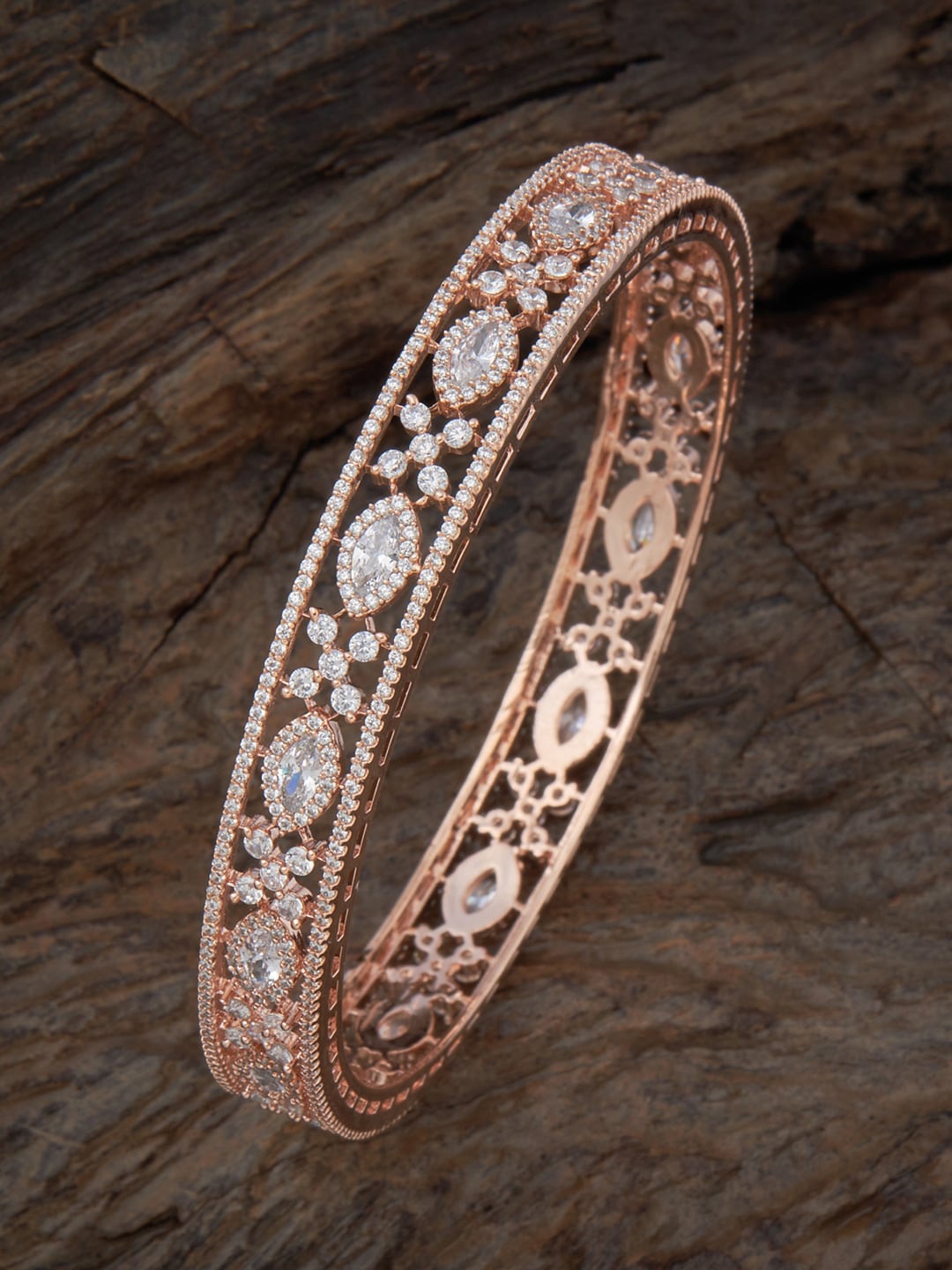 

Kushal's Fashion Jewellery Rose Gold-Plated AD-Studded Bangle, White