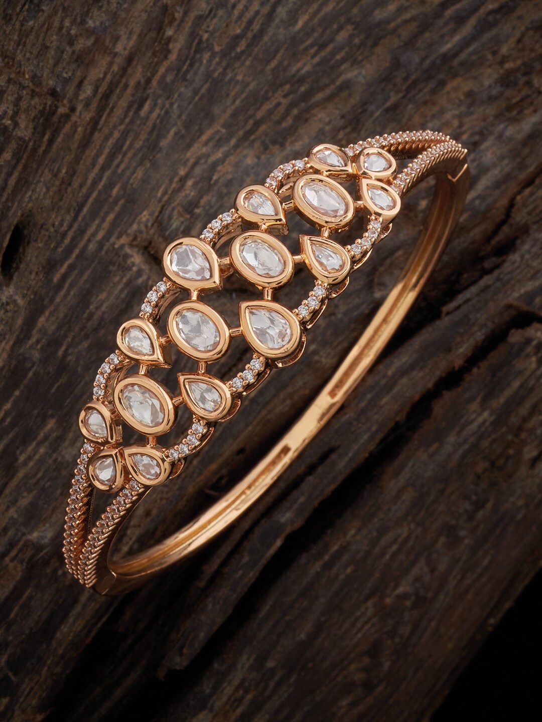 

Kushal's Fashion Jewellery Women Kundan Kada Bracelet, Gold