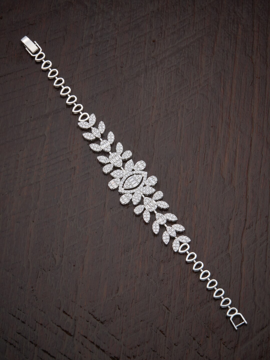 

Kushal's Fashion Jewellery Women Cubic Zirconia Rhodium-Plated Wraparound Bracelet, Silver