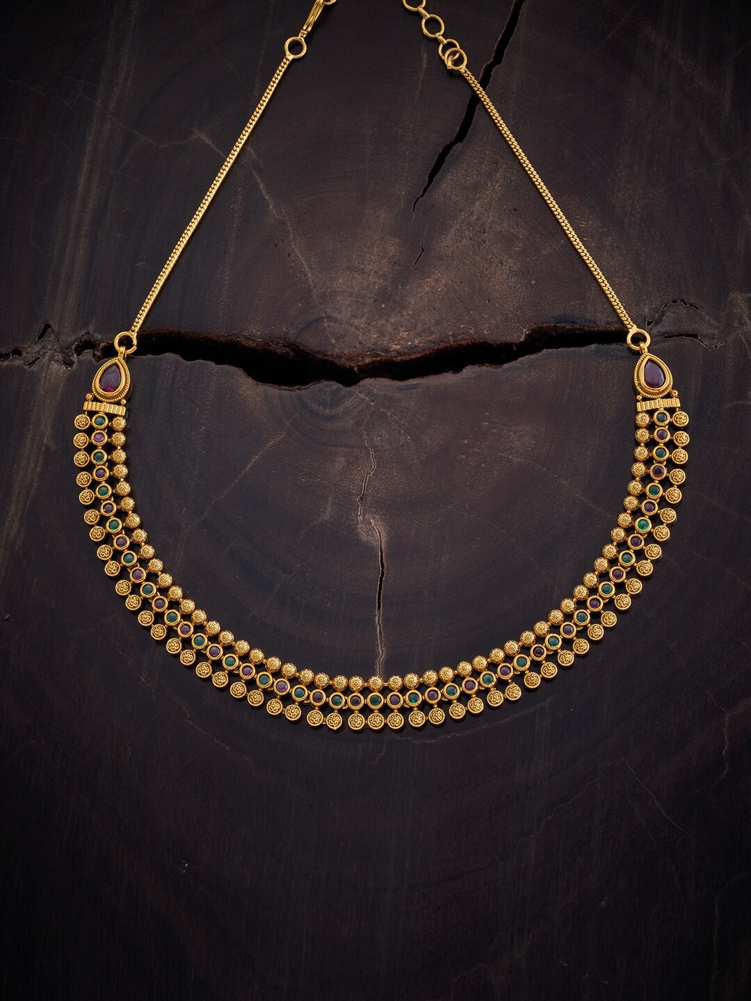 

Kushal's Fashion Jewellery Gold-Plated Stones Studded Necklace, Red