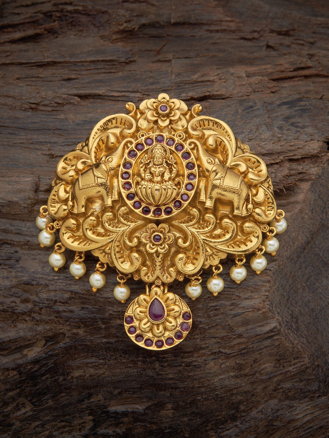 

Kushal's Fashion Jewellery Gold-Plated Embellished Hairstick, Red
