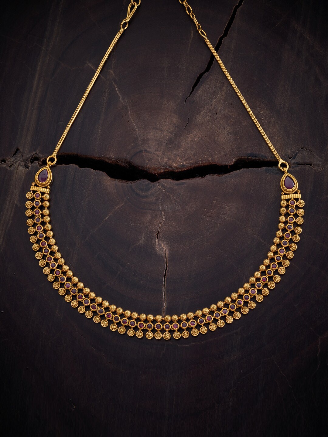 

Kushal's Fashion Jewellery Gold-Plated Stones Studded Necklace, Red