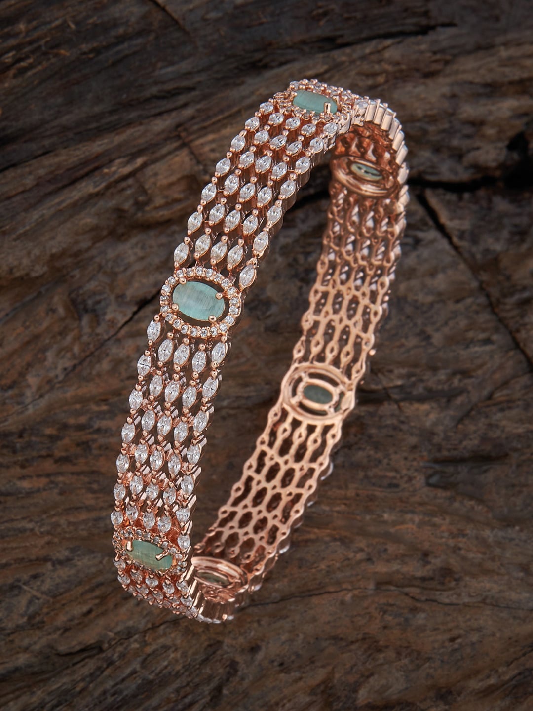 

Kushal's Fashion Jewellery Rose Gold-Plated AD-Studded Bangle