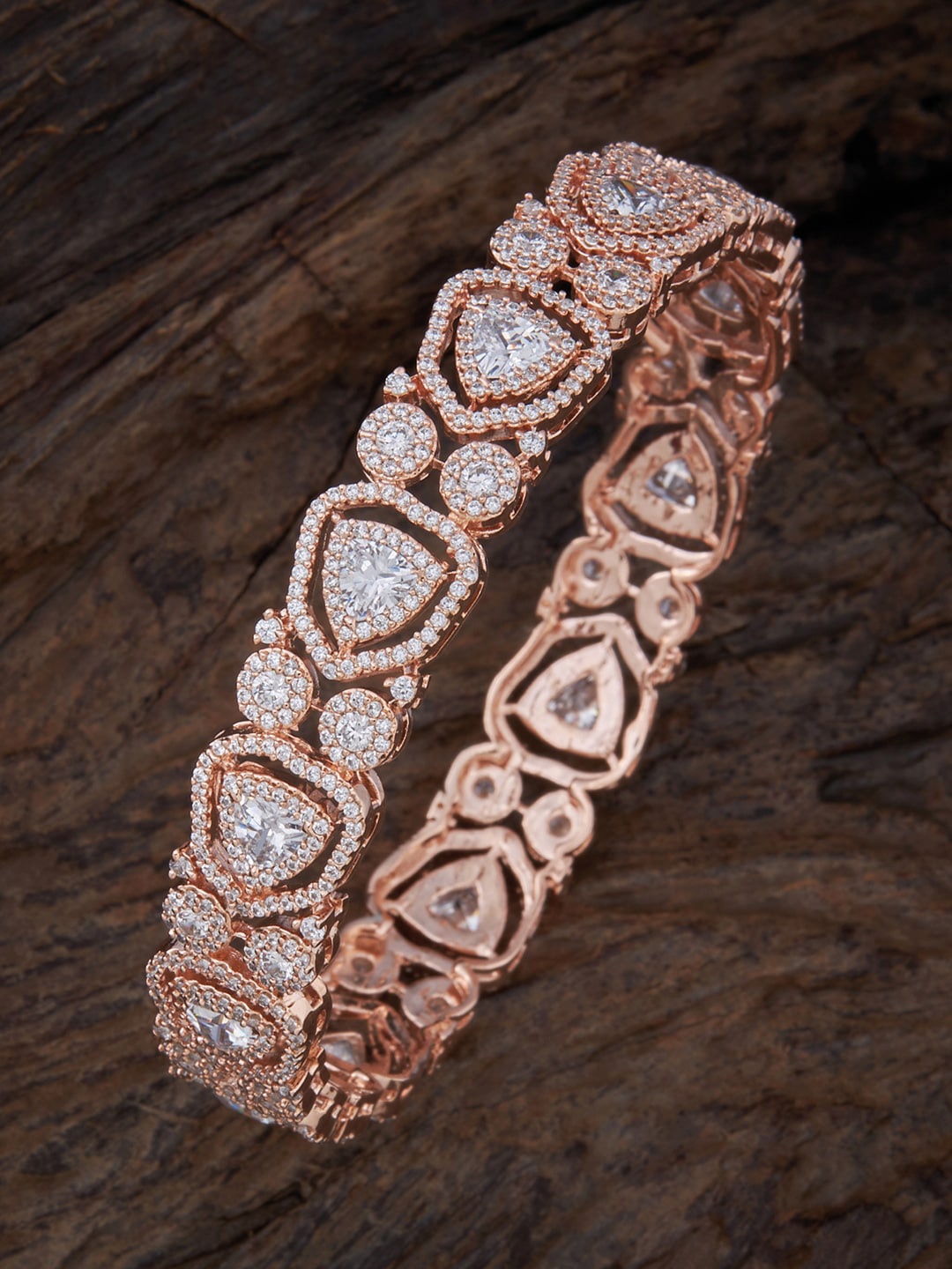

Kushal's Fashion Jewellery Rose Gold-Plated Stone-Studded Bangle, White