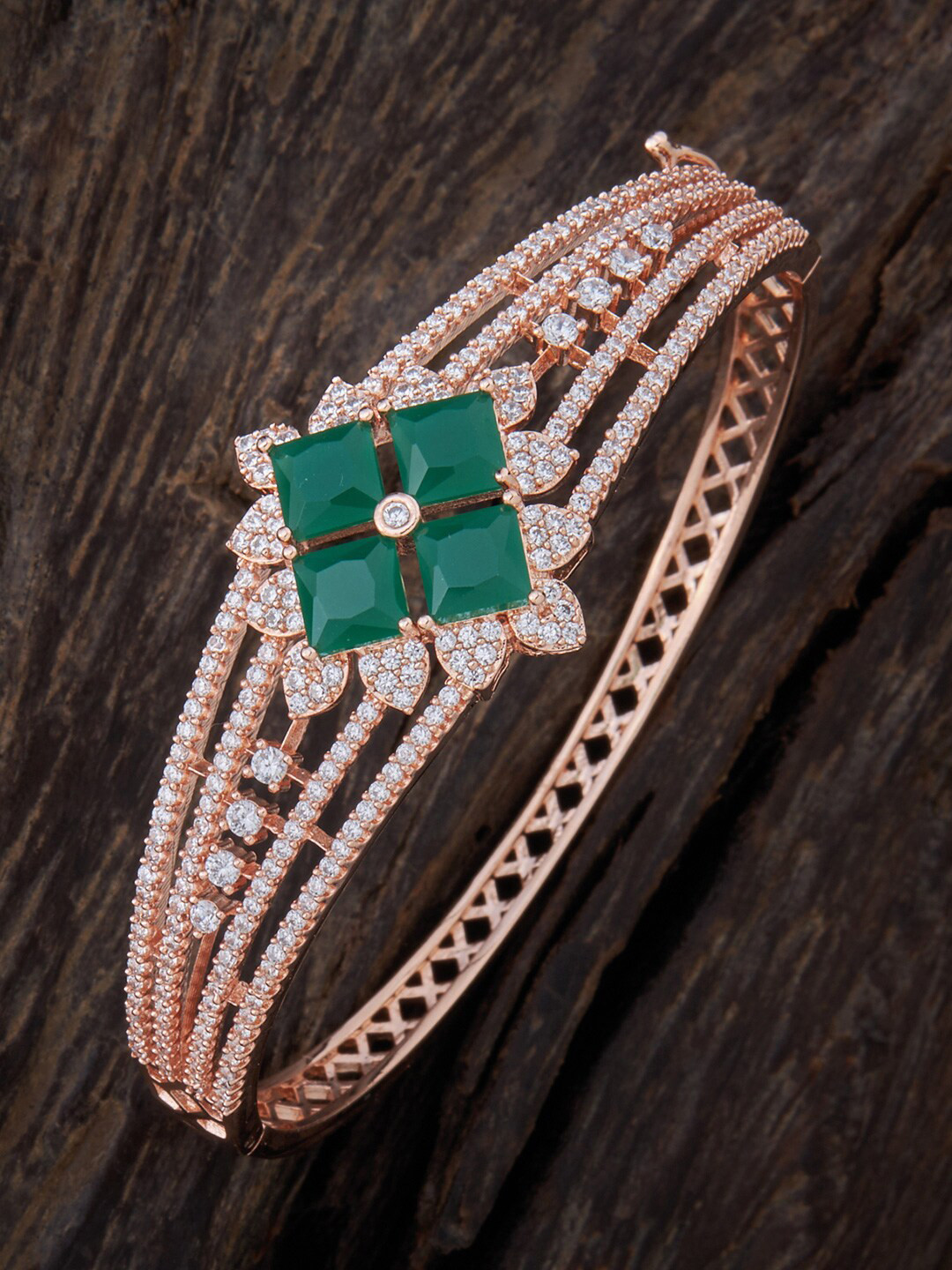 

Kushal's Fashion Jewellery Women Cubic Zirconia Rose Gold-Plated Wraparound Bracelet