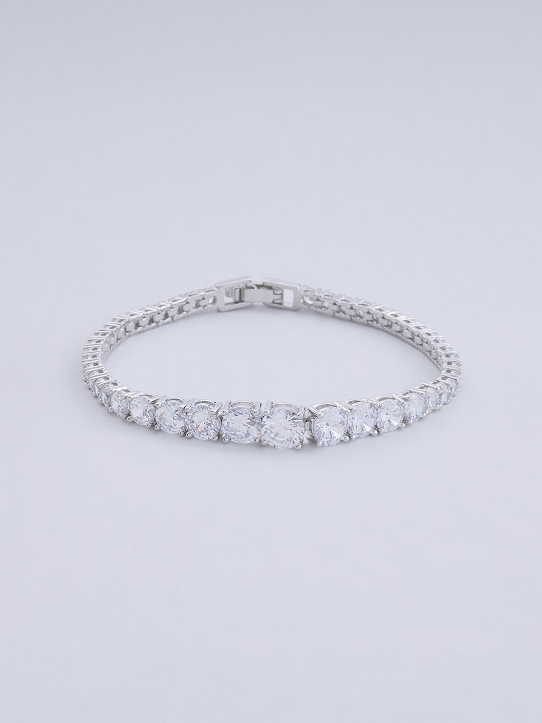 

Kushal's Fashion Jewellery Women Cubic Zirconia Rhodium-Plated Link Bracelet, Silver
