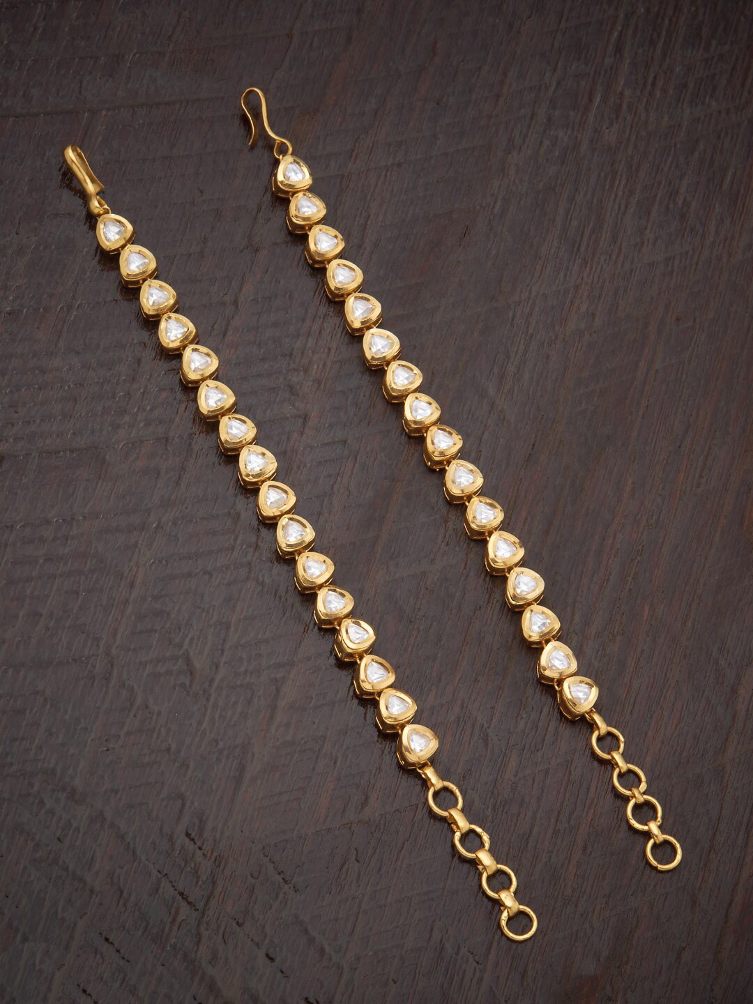 

Kushal's Fashion Jewellery Set of 2 Embellished Kundan Hair Accessory Set, Gold